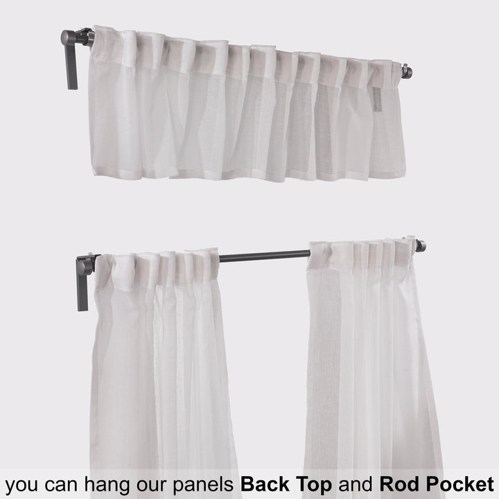 Sheer linen kitchen valances, sheer linen look kitchen valances, linen look kitchen valance, 100% polyester sheer valance, kitchen window valance, light filtering kitchen curtains, decorative kitchen curtains, farmhouse kitchen valance, modern kitchen decor, window topper, kitchen window treatment, custom kitchen valance, café window curtain, rod pocket valance, elegant window valance, stylish kitchen window topper, home decor, window furnishings