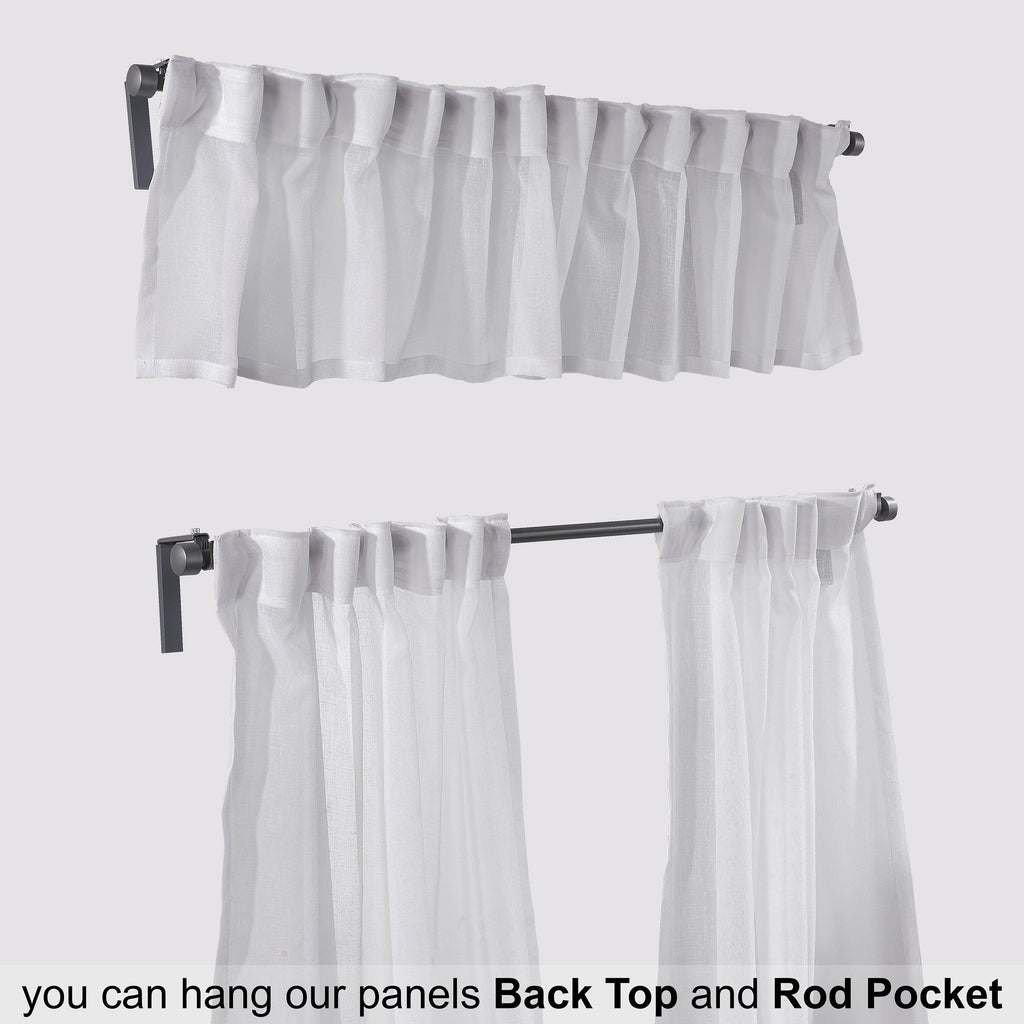Sheer linen kitchen valances, sheer linen look kitchen valances, linen look kitchen valance, 100% polyester sheer valance, kitchen window valance, light filtering kitchen curtains, decorative kitchen curtains, farmhouse kitchen valance, modern kitchen decor, window topper, kitchen window treatment, custom kitchen valance, café window curtain, rod pocket valance, elegant window valance, stylish kitchen window topper, home decor, window furnishings