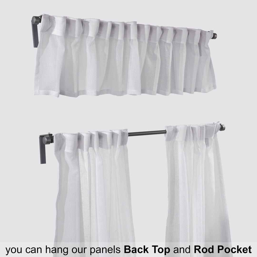 Sheer linen kitchen valances, sheer linen look kitchen valances, linen look kitchen valance, 100% polyester sheer valance, kitchen window valance, light filtering kitchen curtains, decorative kitchen curtains, farmhouse kitchen valance, modern kitchen decor, window topper, kitchen window treatment, custom kitchen valance, café window curtain, rod pocket valance, elegant window valance, stylish kitchen window topper, home decor, window furnishings