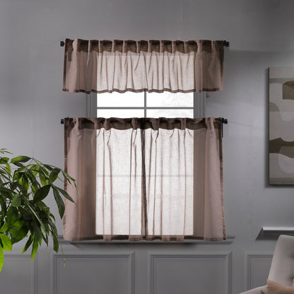 Sheer linen kitchen valances, sheer linen look kitchen valances, linen look kitchen valance, 100% polyester sheer valance, kitchen window valance, light filtering kitchen curtains, decorative kitchen curtains, farmhouse kitchen valance, modern kitchen decor, window topper, kitchen window treatment, custom kitchen valance, café window curtain, rod pocket valance, elegant window valance, stylish kitchen window topper, home decor, window furnishings