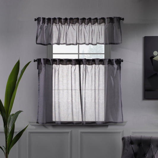 Sheer linen kitchen valances, sheer linen look kitchen valances, linen look kitchen valance, 100% polyester sheer valance, kitchen window valance, light filtering kitchen curtains, decorative kitchen curtains, farmhouse kitchen valance, modern kitchen decor, window topper, kitchen window treatment, custom kitchen valance, café window curtain, rod pocket valance, elegant window valance, stylish kitchen window topper, home decor, window furnishings