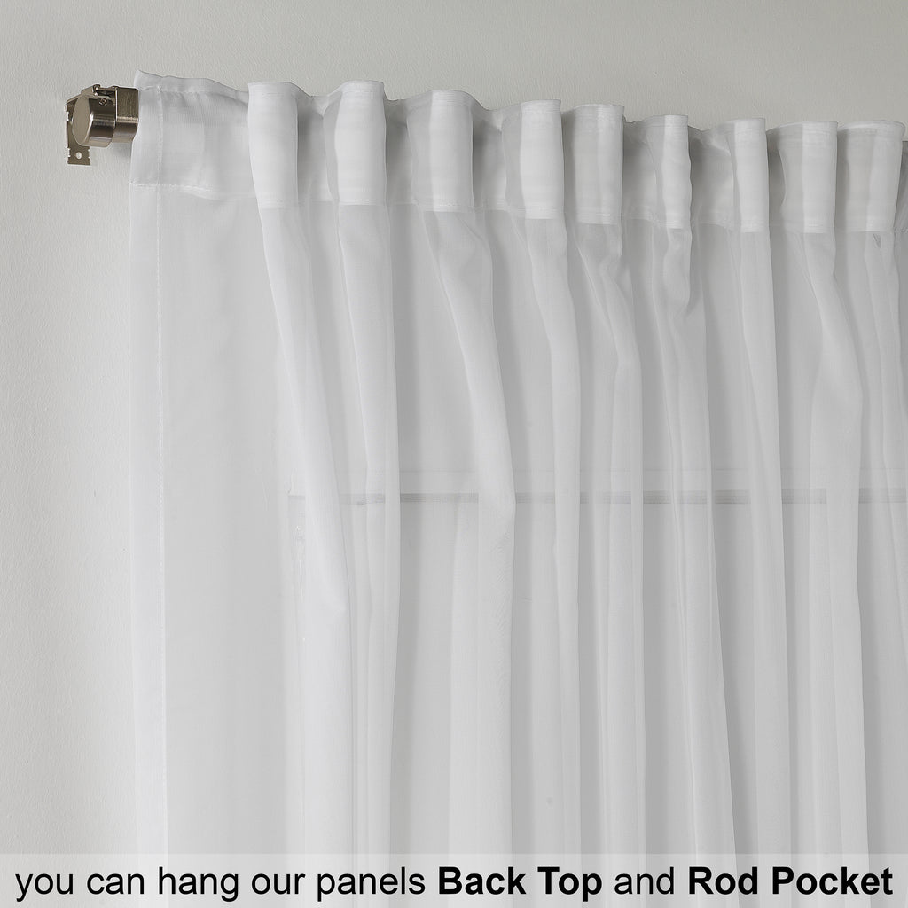 Sheer Silk Crepe Kitchen Valances Set of 3 - White