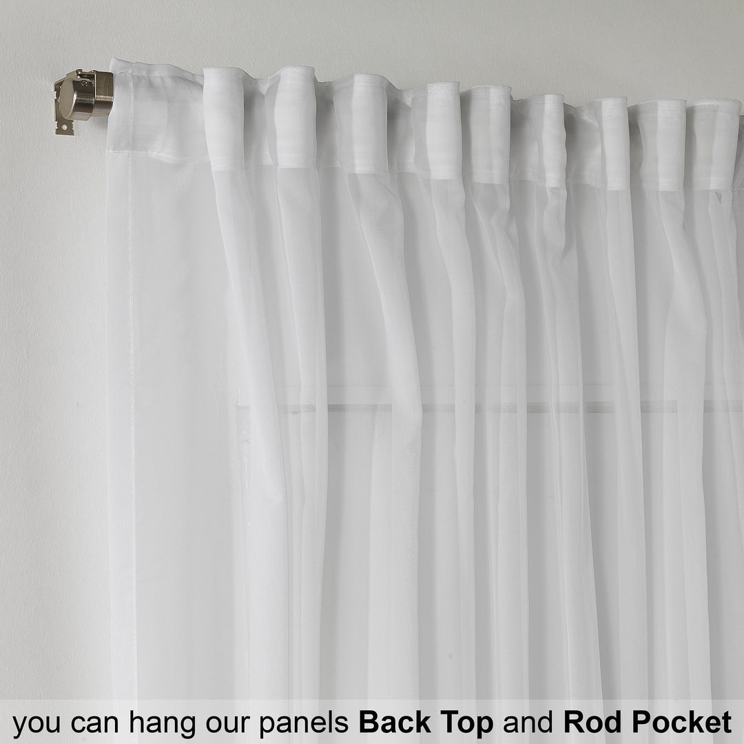 Sheer Silk Crepe Curtain Single Panel - White