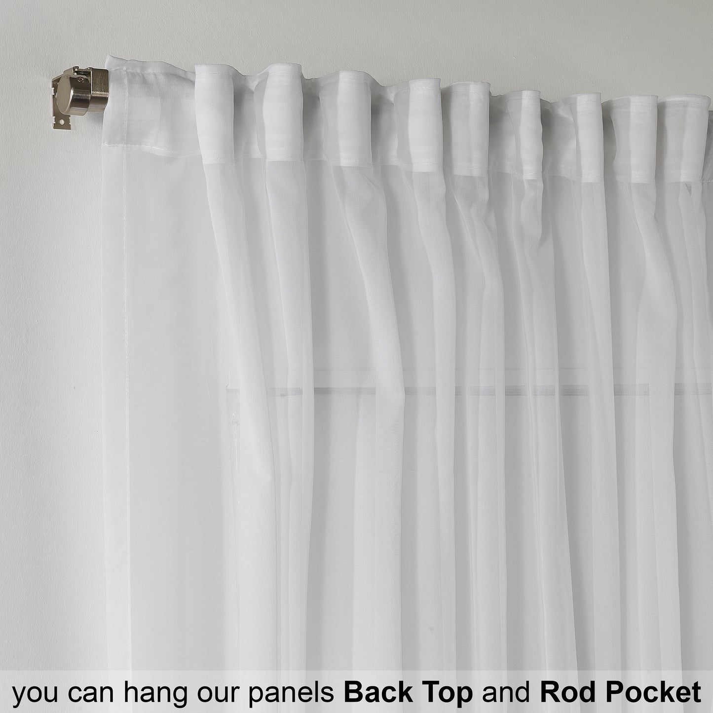 Sheer Silk Crepe Curtain Single Panel - White