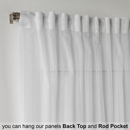 Sheer Silk Crepe Curtain Single Panel - White