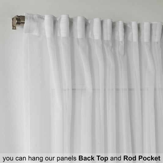 Sheer Silk Crepe Kitchen Valances Set of 3 - White