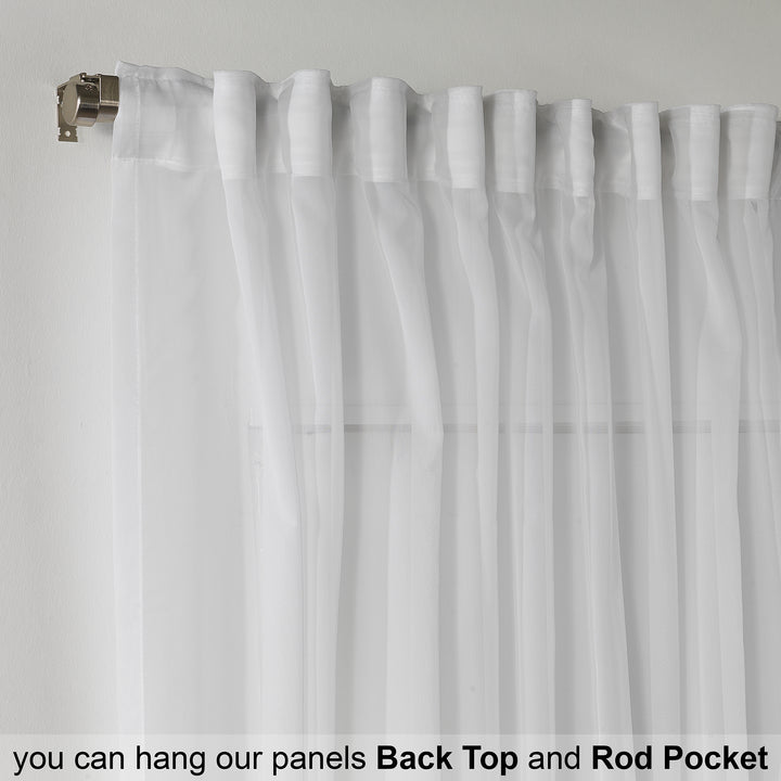Sheer Silk Crepe Curtain Single Panel - White