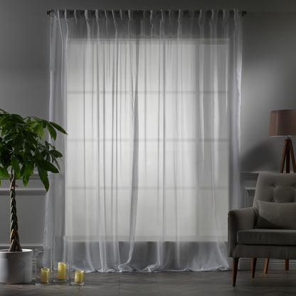 Sheer Silk Crepe Curtain Single Panel - White