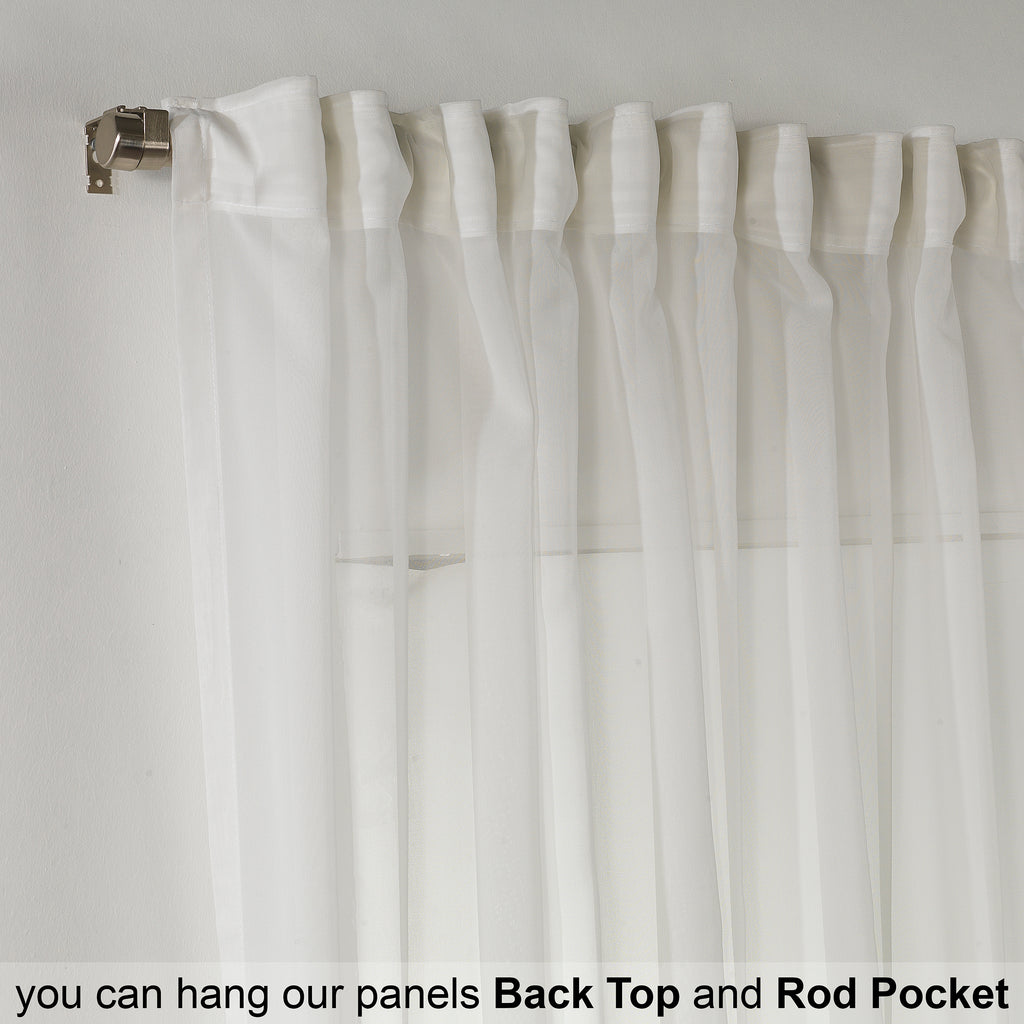 Sheer Silk Crepe Curtain Single Panel - Ecru