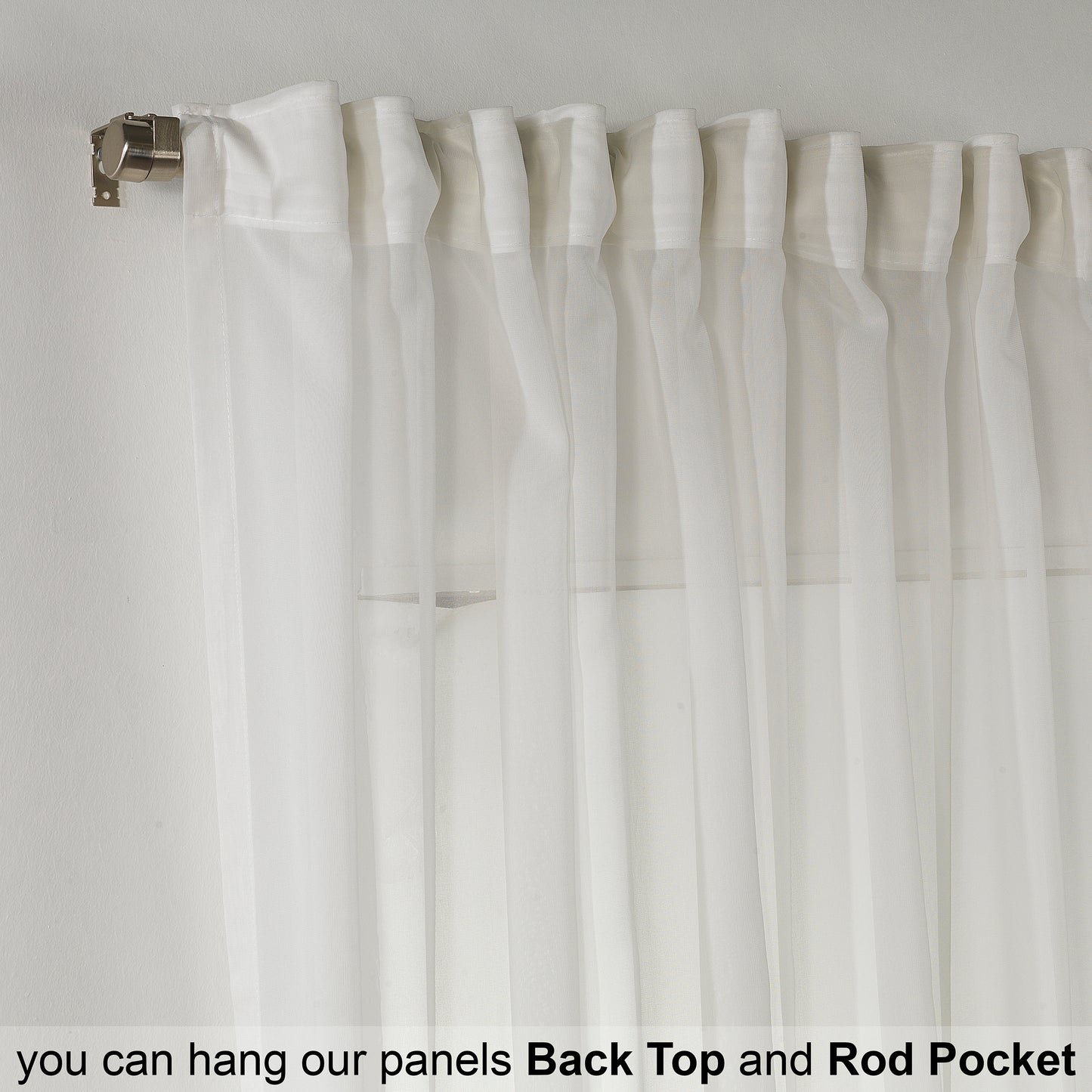 Sheer Silk Crepe Kitchen Valances Set of 3 - Ecru