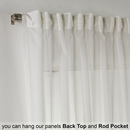 Sheer Silk Crepe Kitchen Valances Set of 3 - Ecru