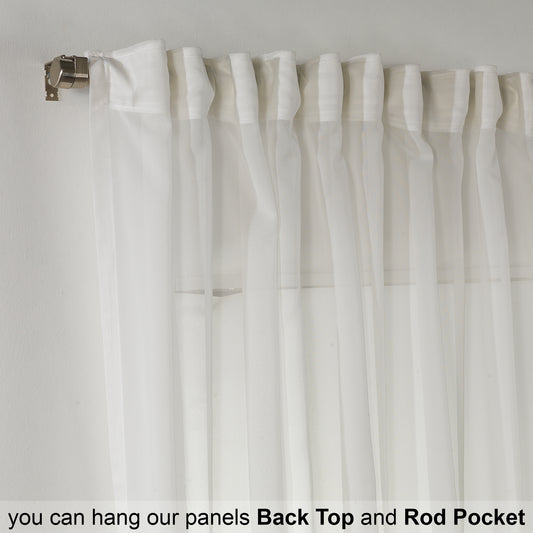 Sheer Silk Crepe Kitchen Valances Set of 3 - Ecru