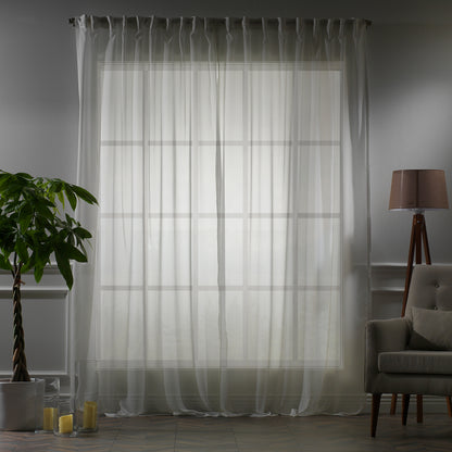 Sheer Silk Crepe Curtain Single Panel - Ecru