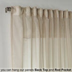 Sheer Silk Crepe Curtain Single Panel - Beige