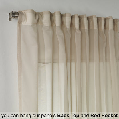 Sheer Silk Crepe Kitchen Valances Set of 3 - Beige