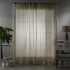 Sheer Silk Crepe Curtain Single Panel - Beige