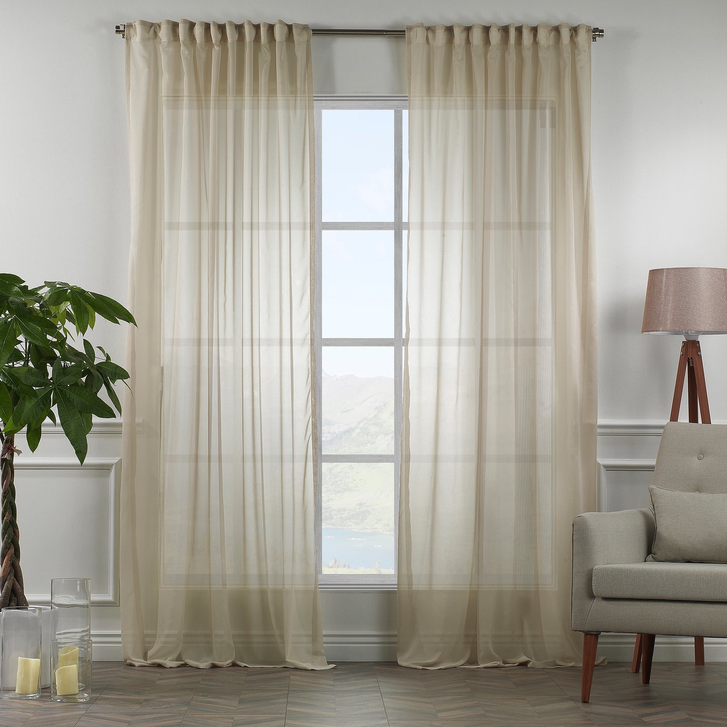 Lilijan Home sheer silk crepe curtains, silk crepe sheer curtains, sheer window curtains, elegant sheer drapes, light filtering curtains, 100% polyester sheer curtains, luxury window treatments, modern home decor, living room curtains, bedroom curtains, dining room curtains, airy curtain panels, decorative sheer curtains, custom size curtains, curtain panels, rod pocket curtains, back tab curtains, pinch pleat curtains, privacy sheer curtains, farmhouse curtains, window drapes