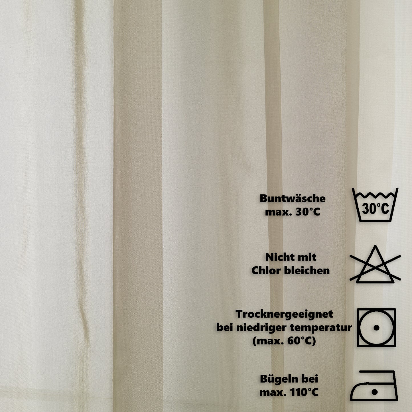 Sheer Silk Crepe Kitchen Valances Set of 3 - Beige
