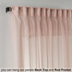 Sheer Silk Crepe Curtain Single Panel - Pink
