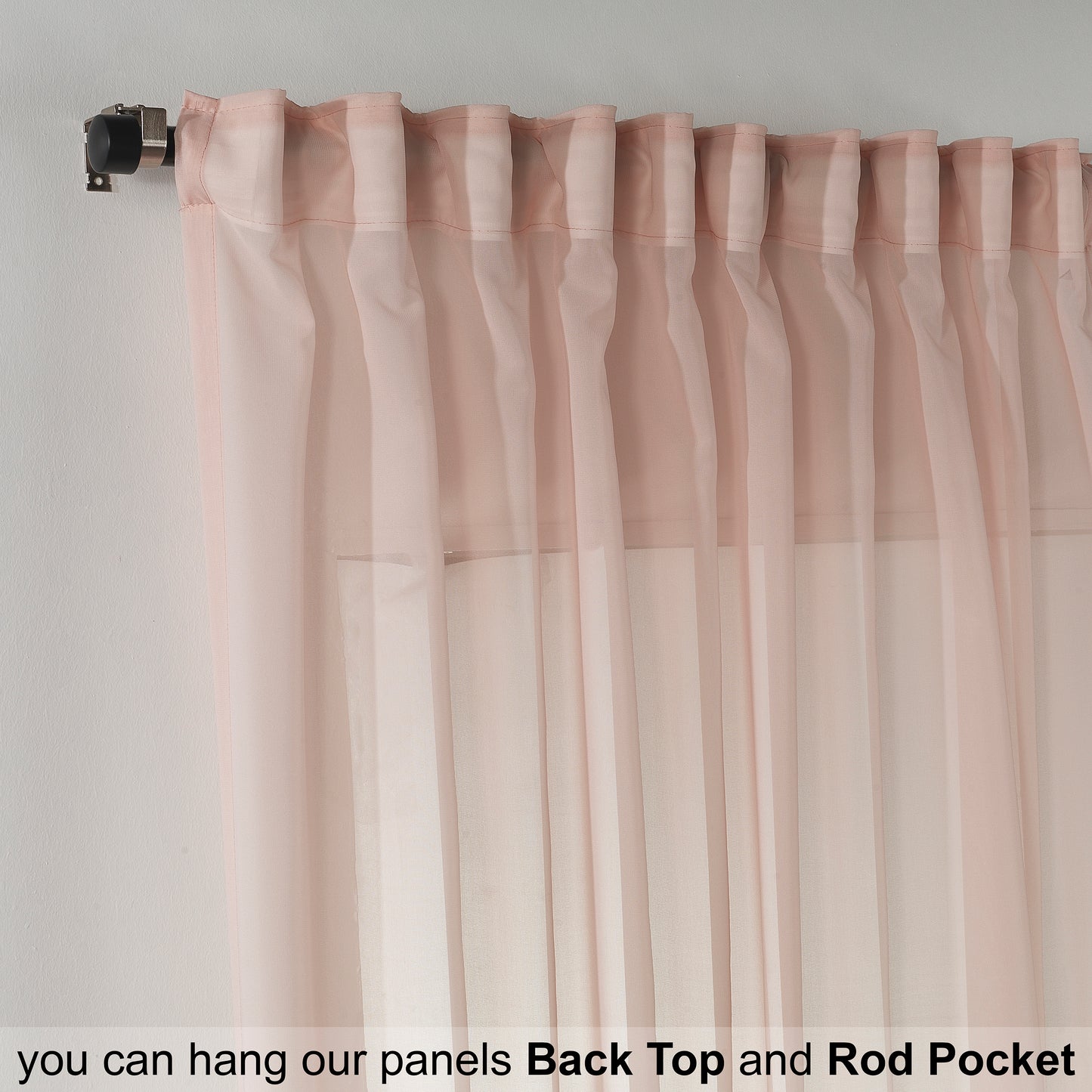 Sheer Silk Crepe Kitchen Valances Set of 3 - Pink