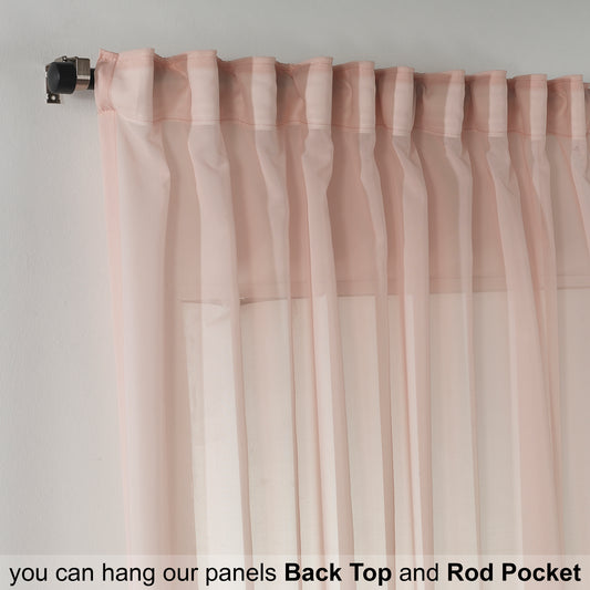 Sheer Silk Crepe Kitchen Valances Set of 3 - Pink