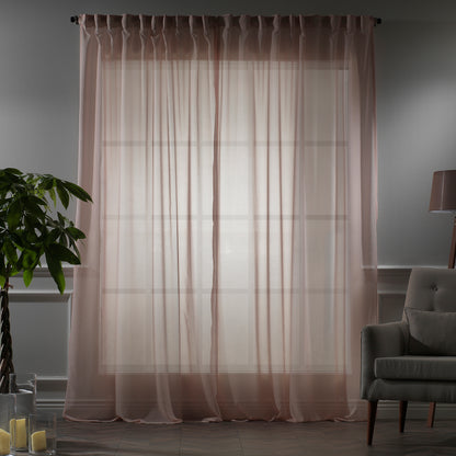 Sheer Silk Crepe Curtain Single Panel - Pink