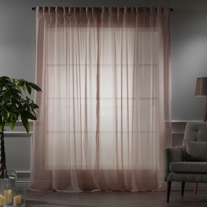 Sheer Silk Crepe Curtain Single Panel - Pink