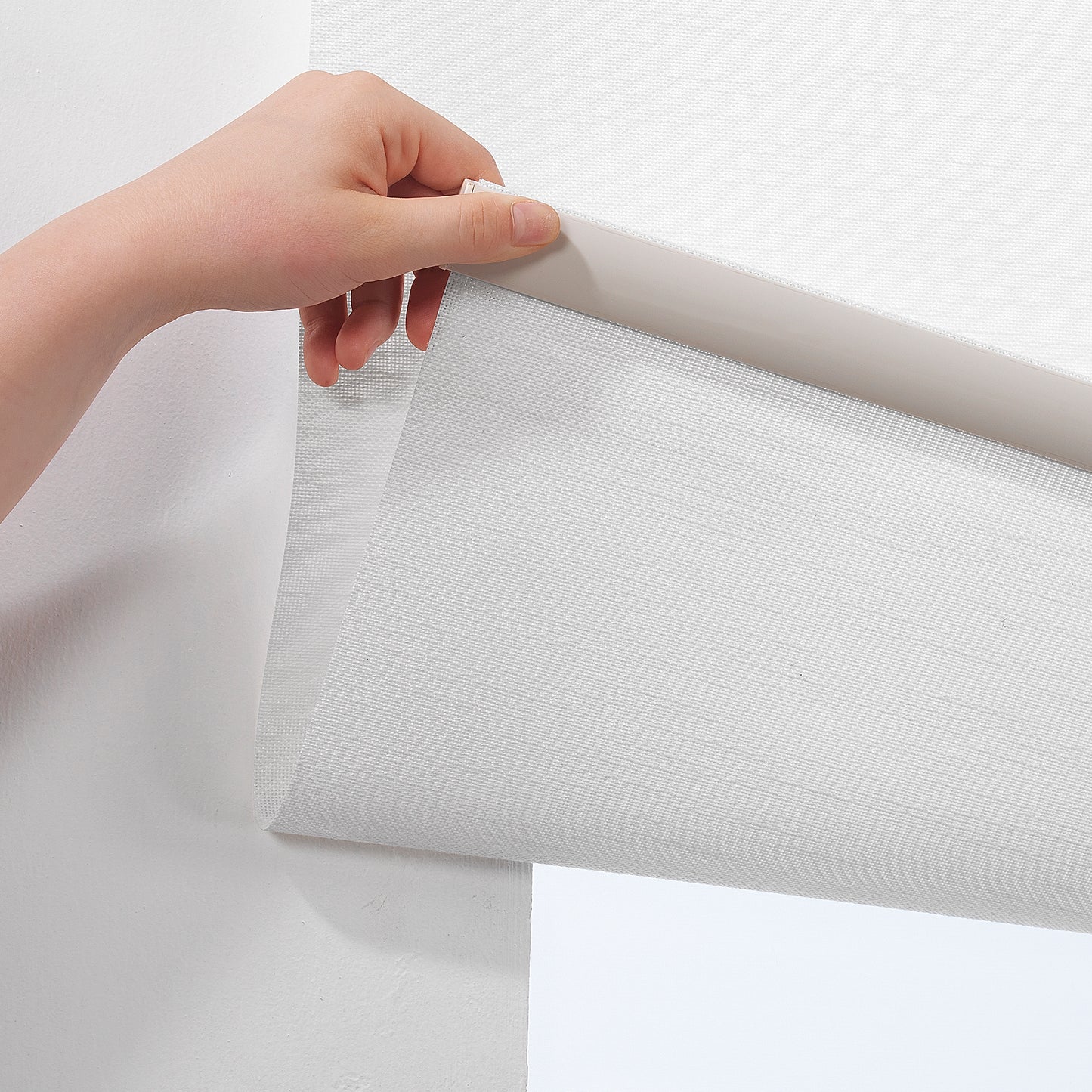 Linen Textured Sami Sheer & Room Darkening Metallic Cord Loop Roller Blind - White