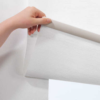 Linen Textured Sami Sheer & Room Darkening Metallic Cord Loop Roller Blind - White
