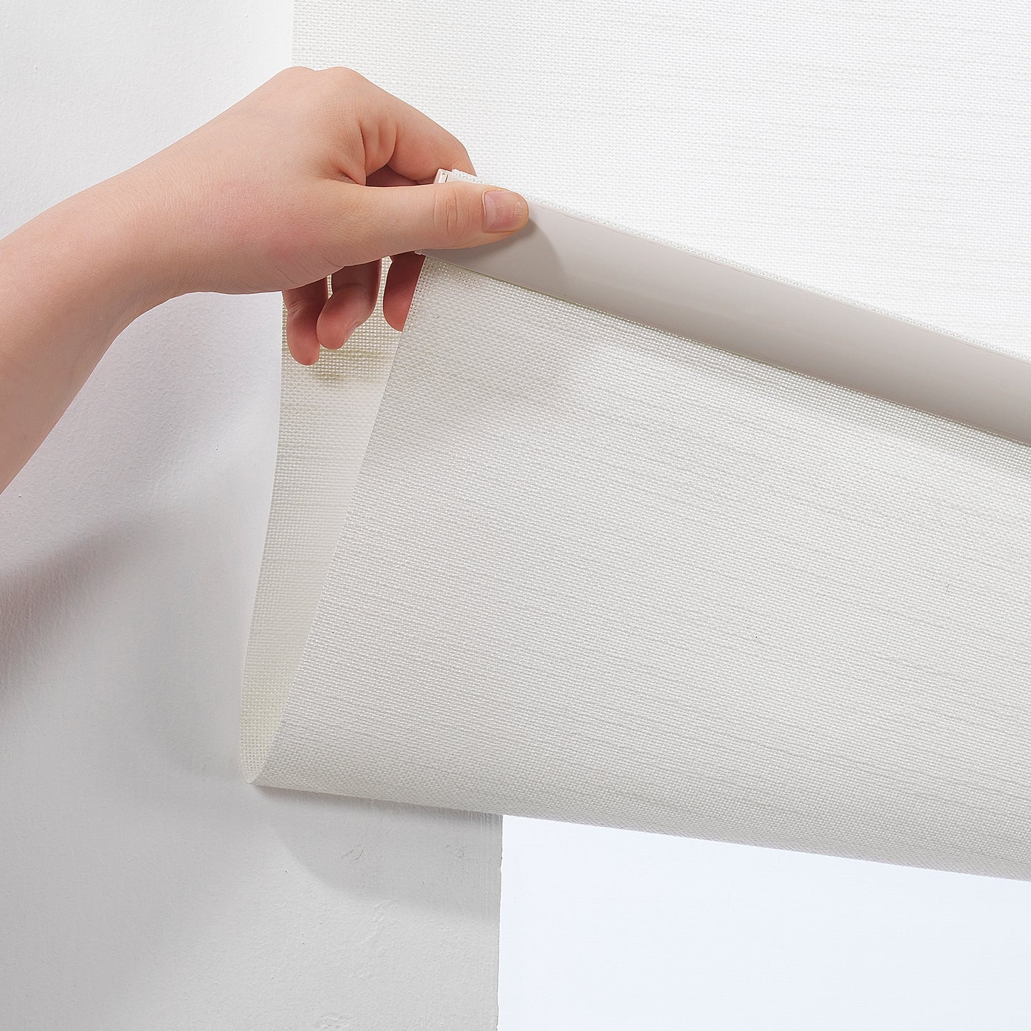 Linen Textured Sami Sheer & Room Darkening Metallic Cord Loop Roller Blind - Ecru