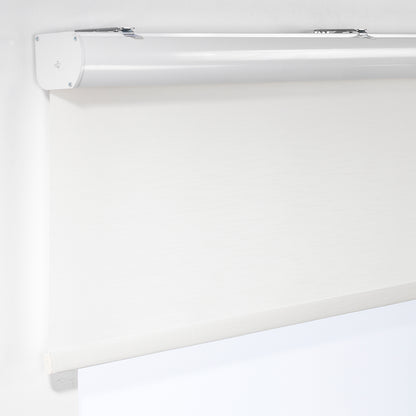 Linen Textured Sami Sheer & Room Darkening Metallic Cord Loop Roller Blind - Ecru