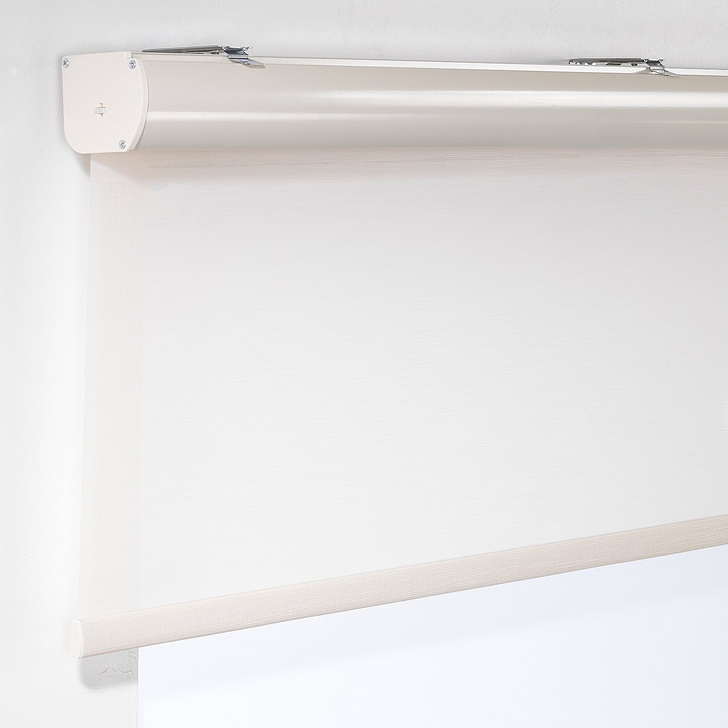 Linen Textured Room Darkening & Sami Sheer Metallic Cord Loop Roller Blind - Ecru
