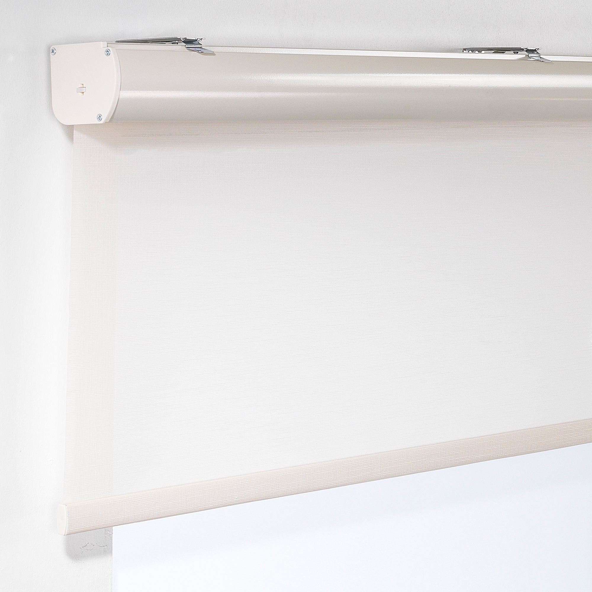 Linen Textured Room Darkening & Sami Sheer Metallic Cord Loop Roller Blind - Ecru