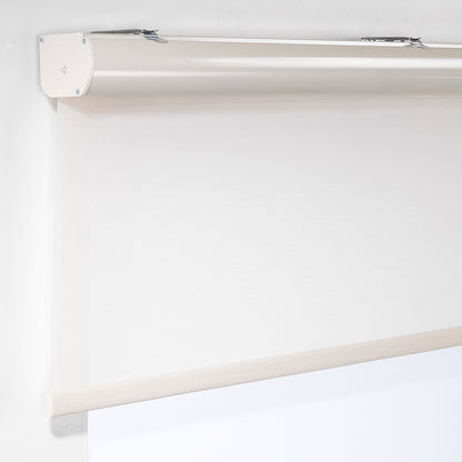 Linen Textured Room Darkening & Sami Sheer Metallic Cord Loop Roller Blind - Ecru