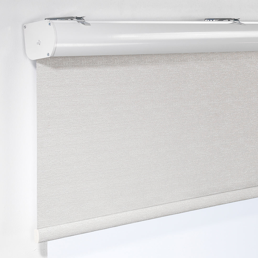 Marble Textured Room Darkening &amp; Blackout Metallic Cord loop Roller Blind - Beige