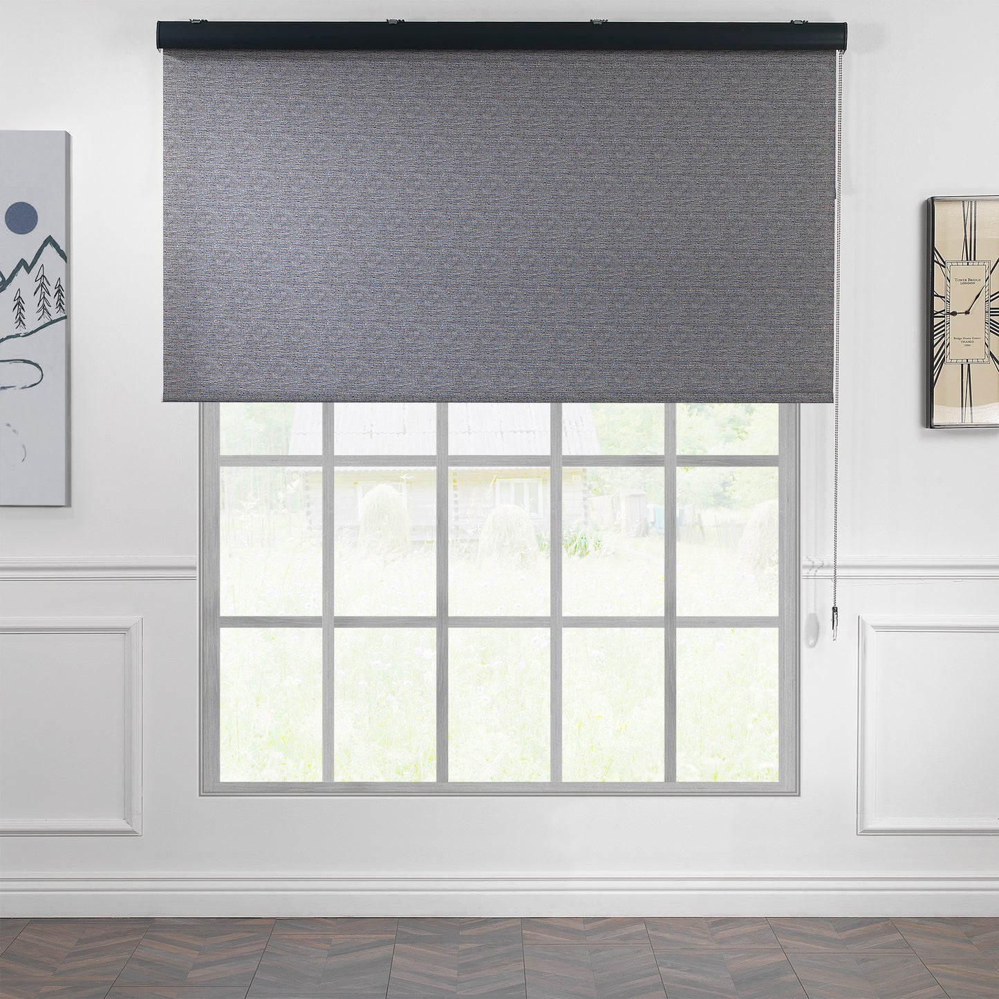 Marble Textured Blackout & Room Darkening Metallic Cord loop Roller Blind - Beige