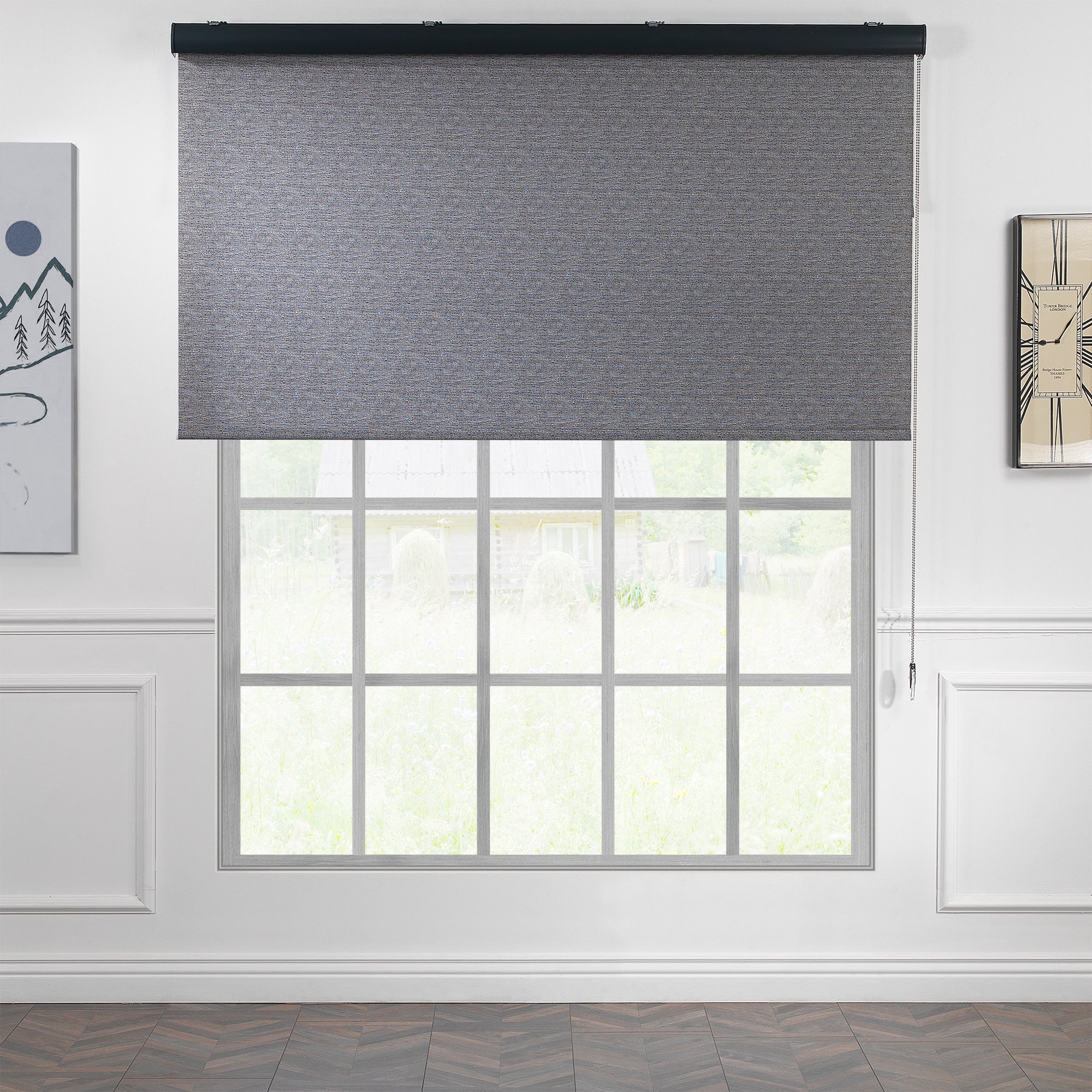 Marble Textured Room Darkening & Blackout Metallic Cord loop Roller Blind - Beige