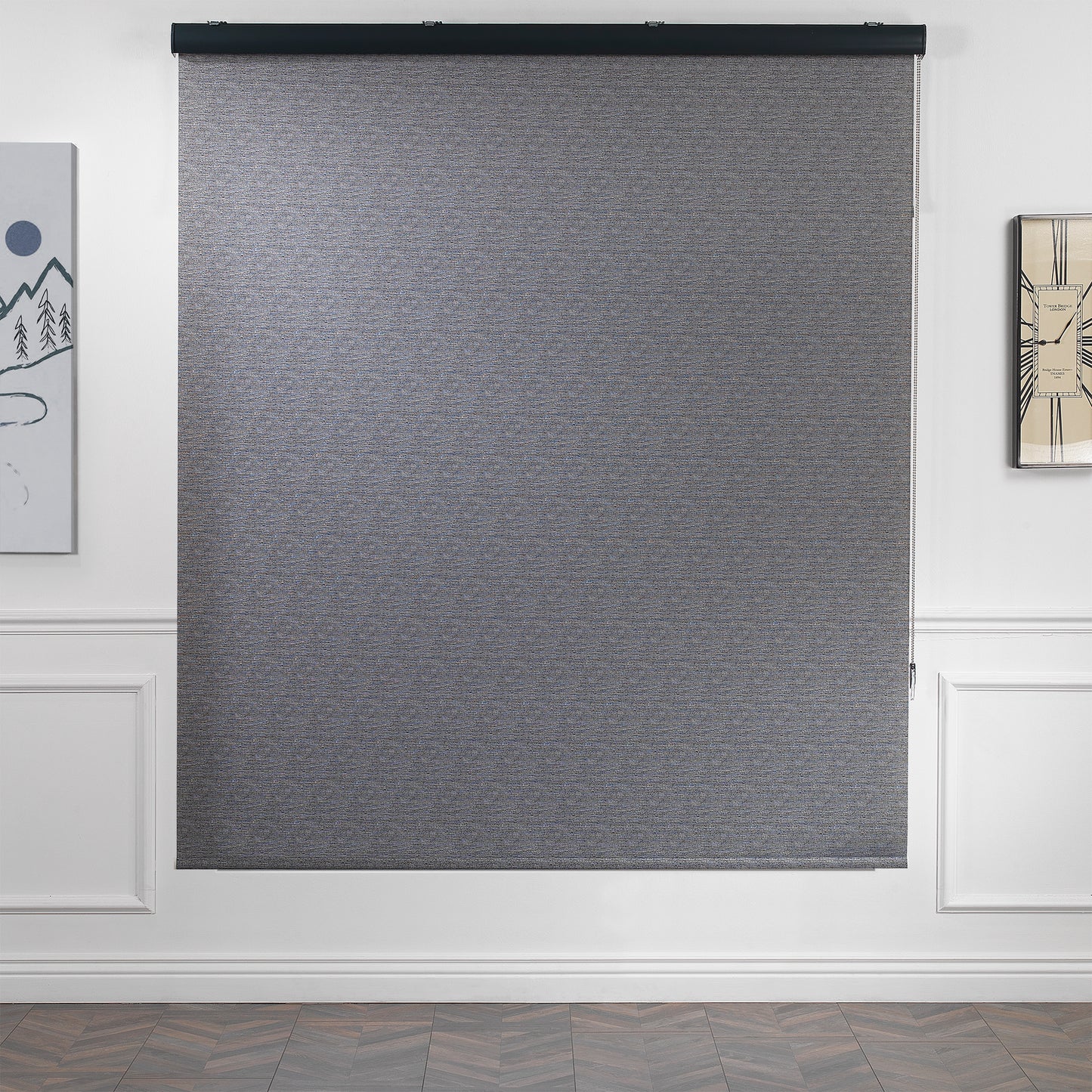 Marble Textured Room Darkening & Blackout Metallic Cord loop Roller Blind - Grey
