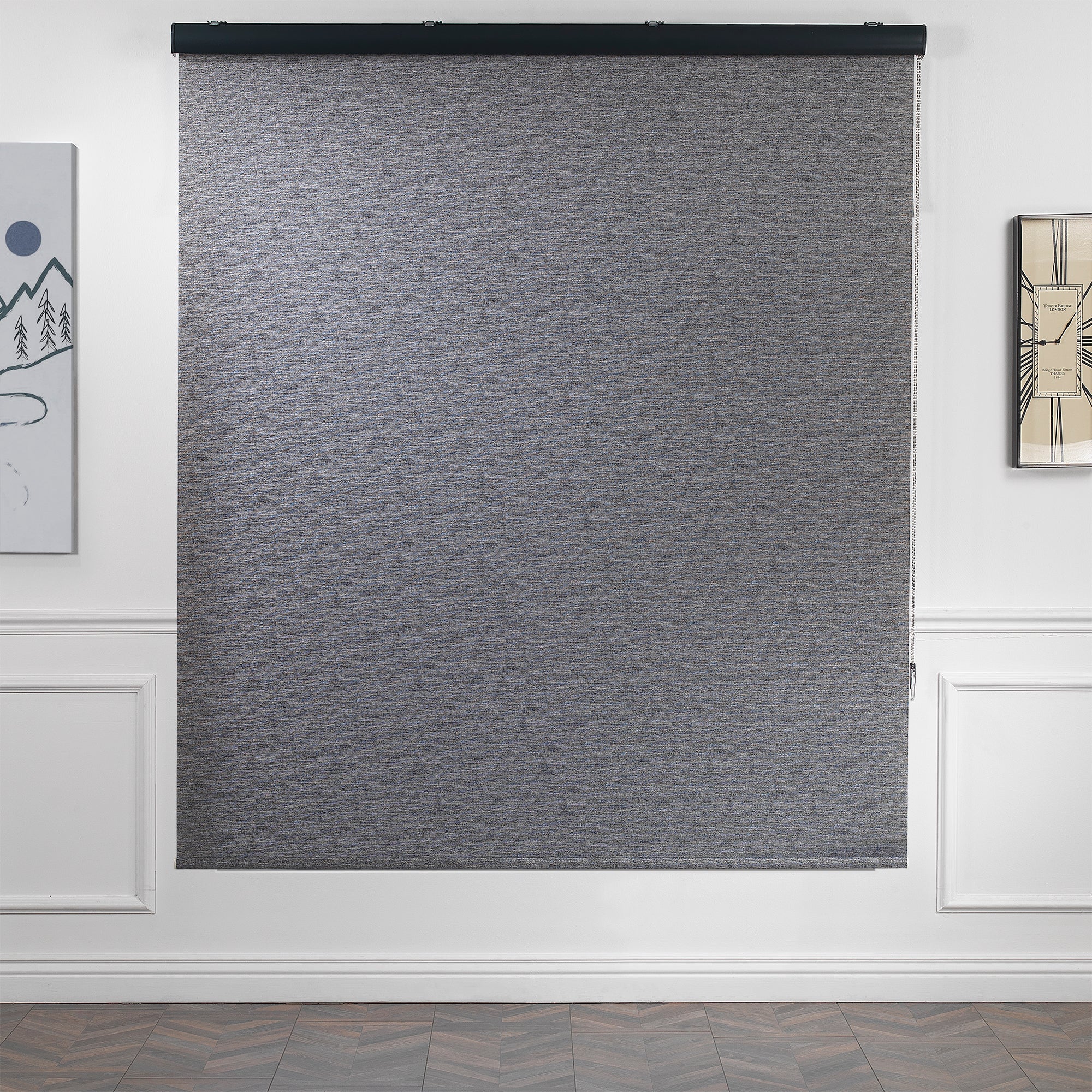 Marble Textured Room Darkening & Blackout Metallic Cord loop Roller Blind - Grey