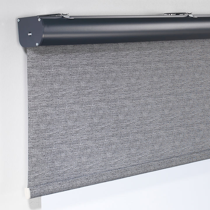 Marble Textured Room Darkening &amp; Blackout Metallic Cord loop Roller Blind - Grey