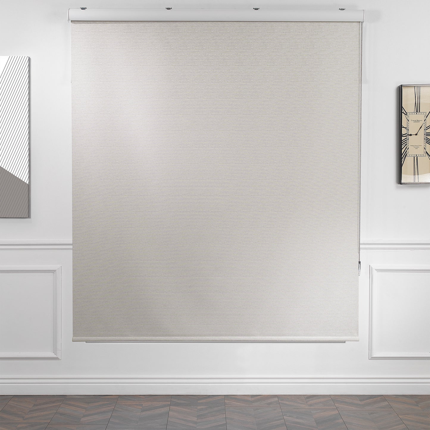 Marble Textured Blackout & Room Darkening Metallic Cord loop Roller Blind - Ecru