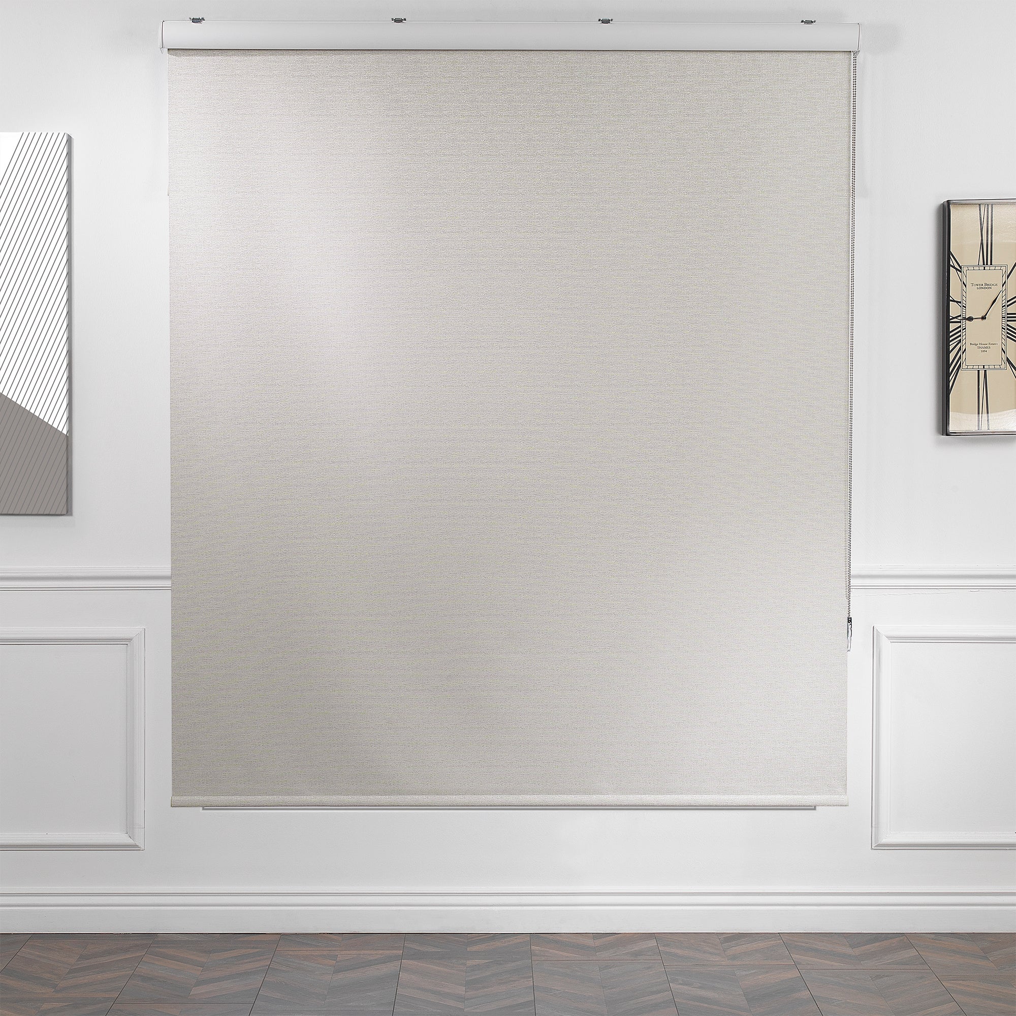 Marble Textured Blackout & Room Darkening Metallic Cord loop Roller Blind - Ecru