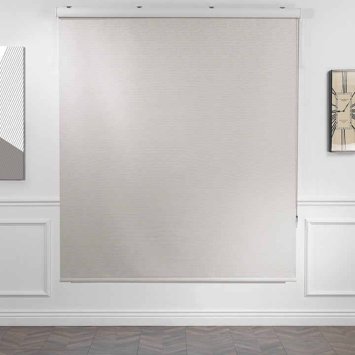 Marble Textured Blackout &amp; Room Darkening Metallic Cord loop Roller Blind - Ecru
