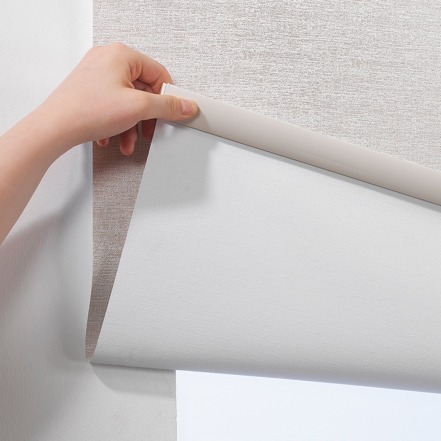 Marble Textured Blackout & Room Darkening Metallic Cord loop Roller Blind - Ecru