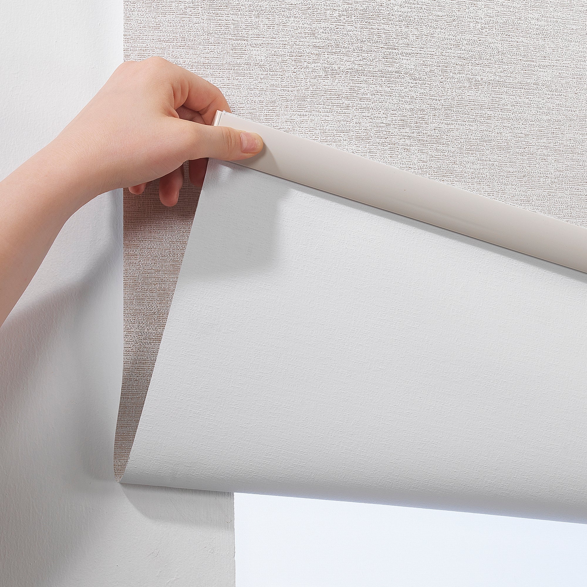 Marble Textured Blackout & Room Darkening Metallic Cord loop Roller Blind - Ecru