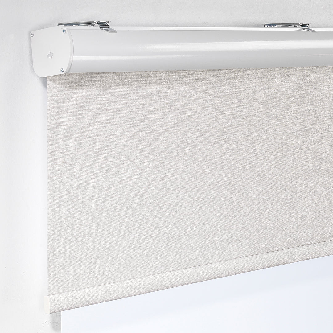 Marble Textured Blackout &amp; Room Darkening Metallic Cord loop Roller Blind - Ecru