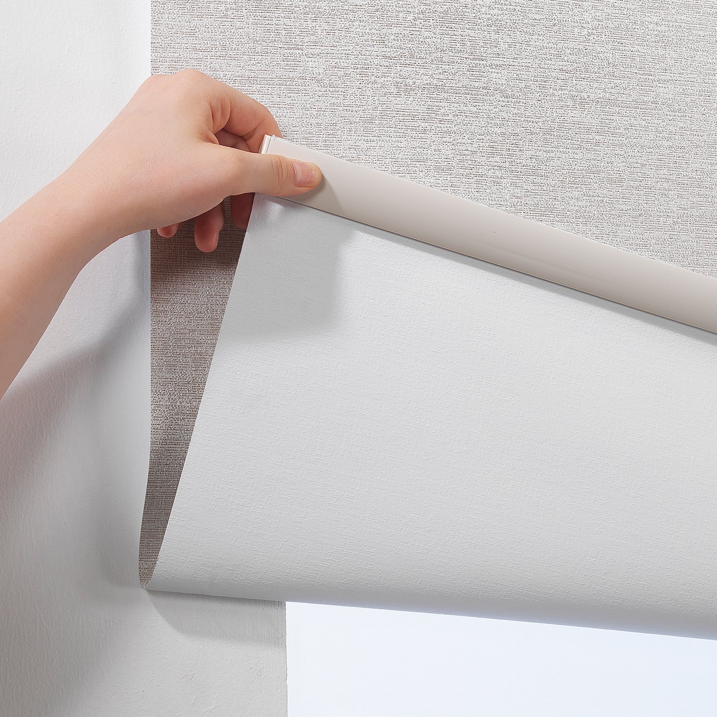 Marble Textured Blackout & Room Darkening Metallic Cord loop Roller Blind - Beige