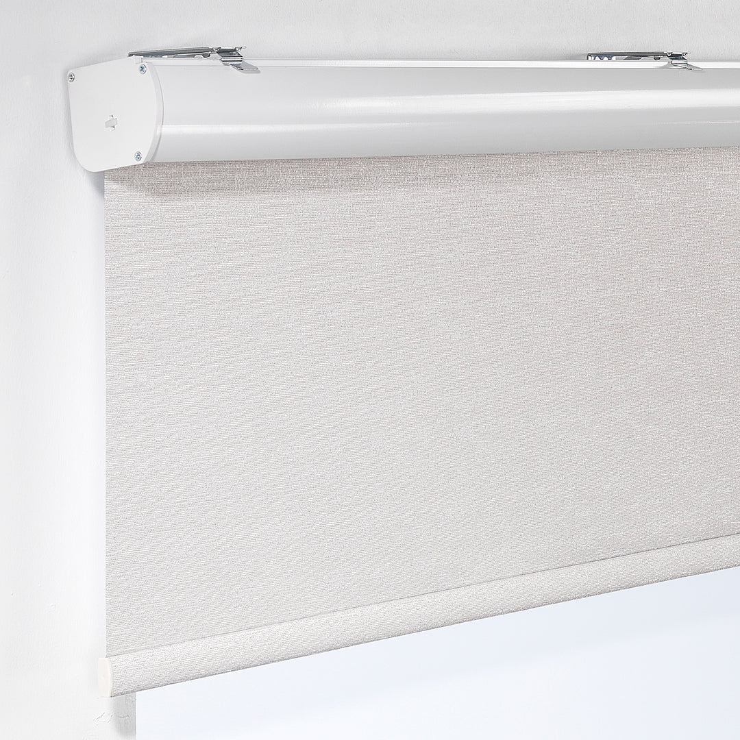 Marble Textured Blackout &amp; Room Darkening Metallic Cord loop Roller Blind - Beige