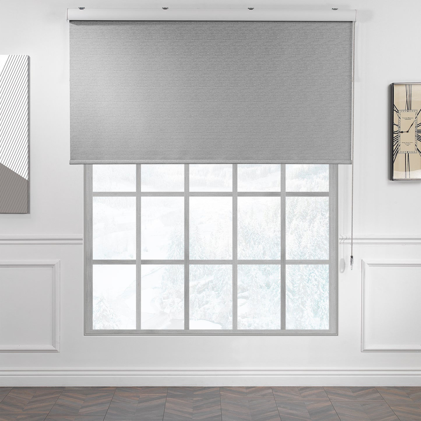 Marble Textured Blackout & Room Darkening Metallic Cord loop Roller Blind - Beige
