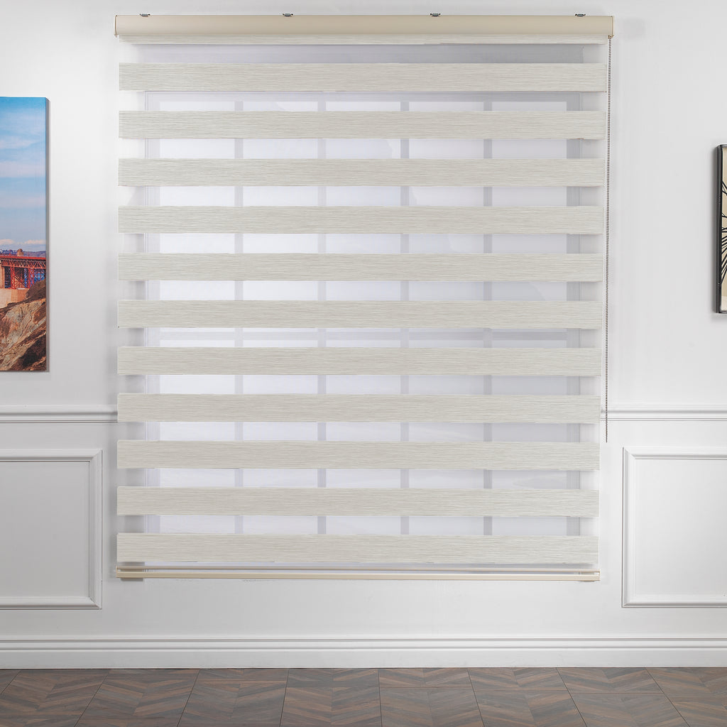 Bambu Zebra Shades Metallic Cord Loop Roller Blinds - Ecru